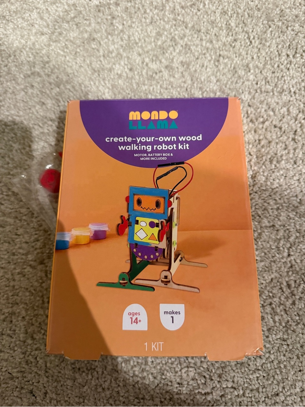 Mondo Llama Wood Walking Robot Kit - Orange